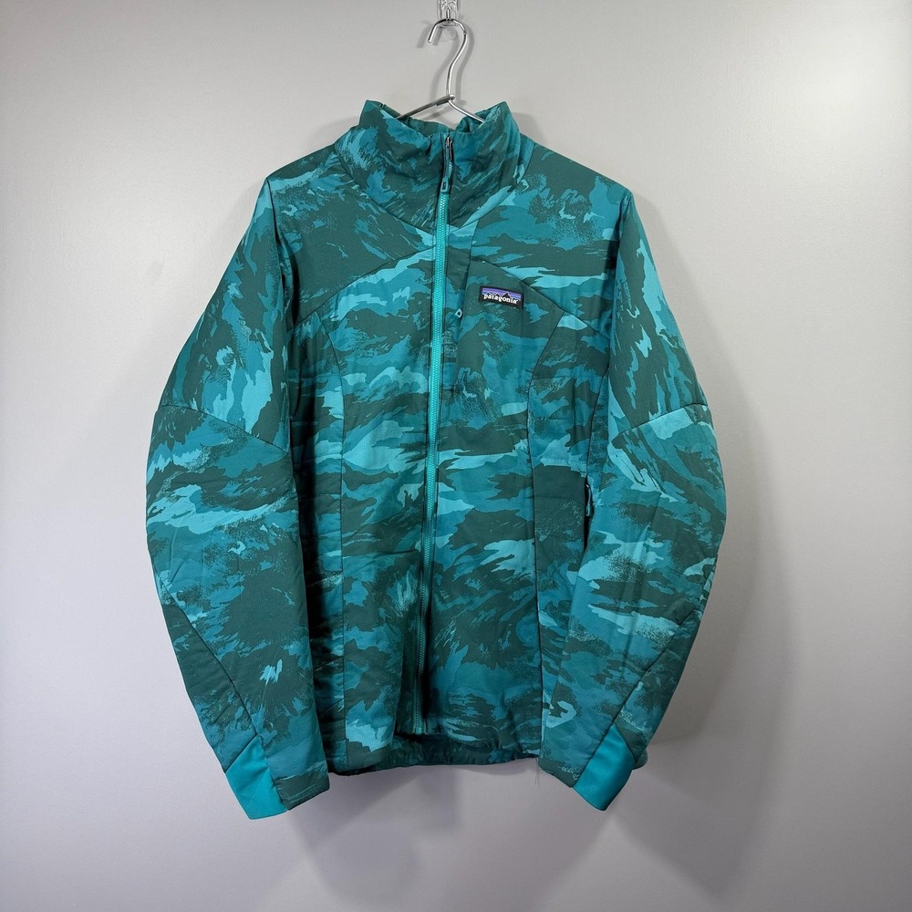Patagonia Jacket Womens Large Green Camo Full Zip Insulated Softshell Outdoor